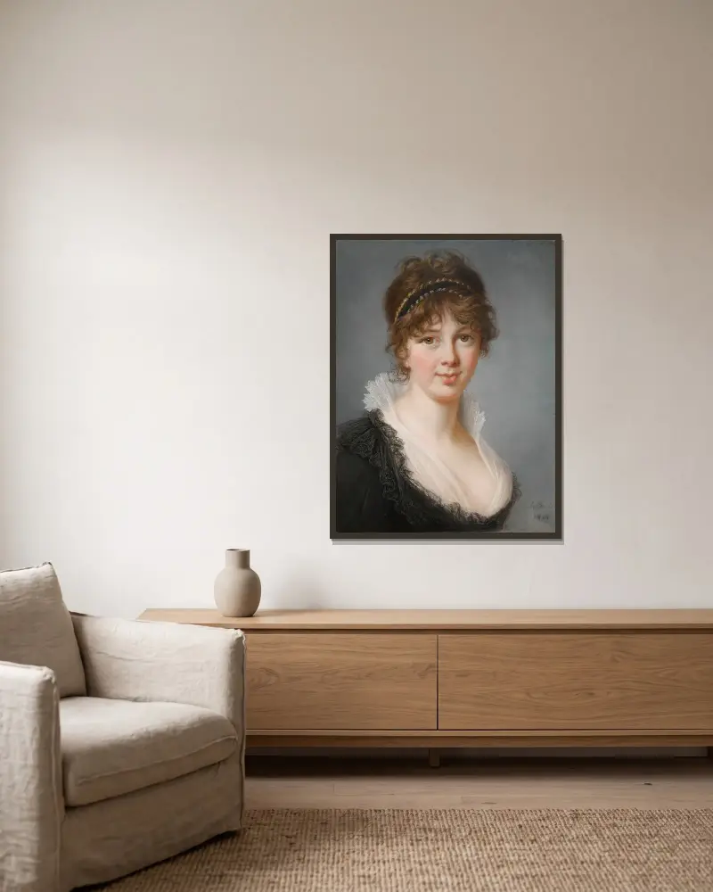 Portrait Of Mrs. Spencer Perceval, Née Jane Wilson av Elisabeth Louise Vigée Le Brun inramad på en vägg