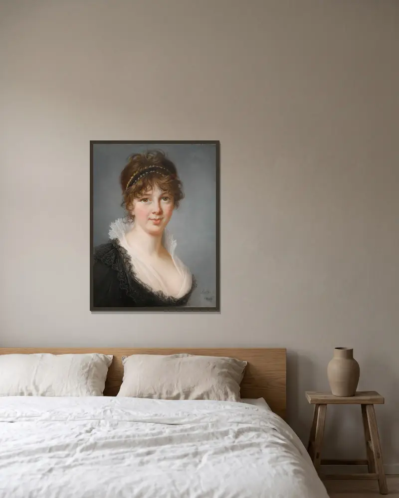 Portrait Of Mrs. Spencer Perceval, Née Jane Wilson av Elisabeth Louise Vigée Le Brun inramad på en vägg