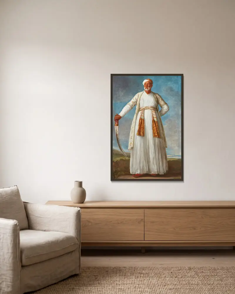 Portrait Of Muhammad Dervish Khan av Elisabeth Louise Vigée Le Brun inramad på en vägg
