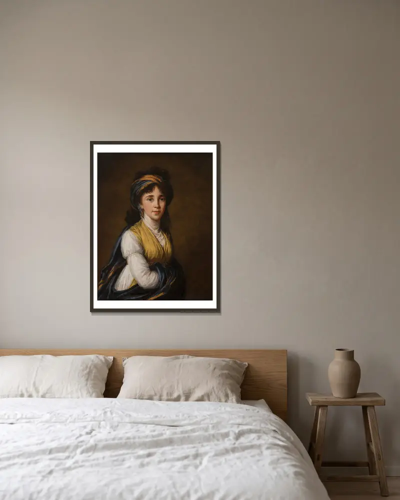 Porträtt av prinsessan Belozersky av Elisabeth Louise Vigée Le Brun inramad på en vägg