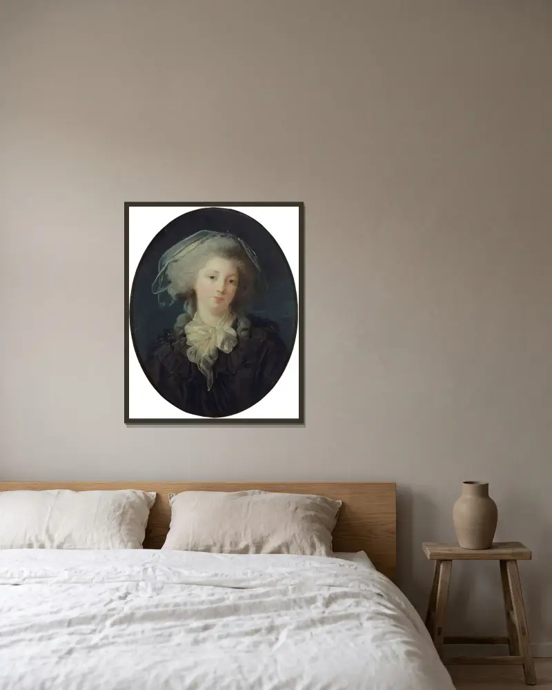 Vermutliches Porträt von Charlotte-Françoise Bergeret de Norinval von Elisabeth Louise Vigée Le Brun gerahmt an einer Wand