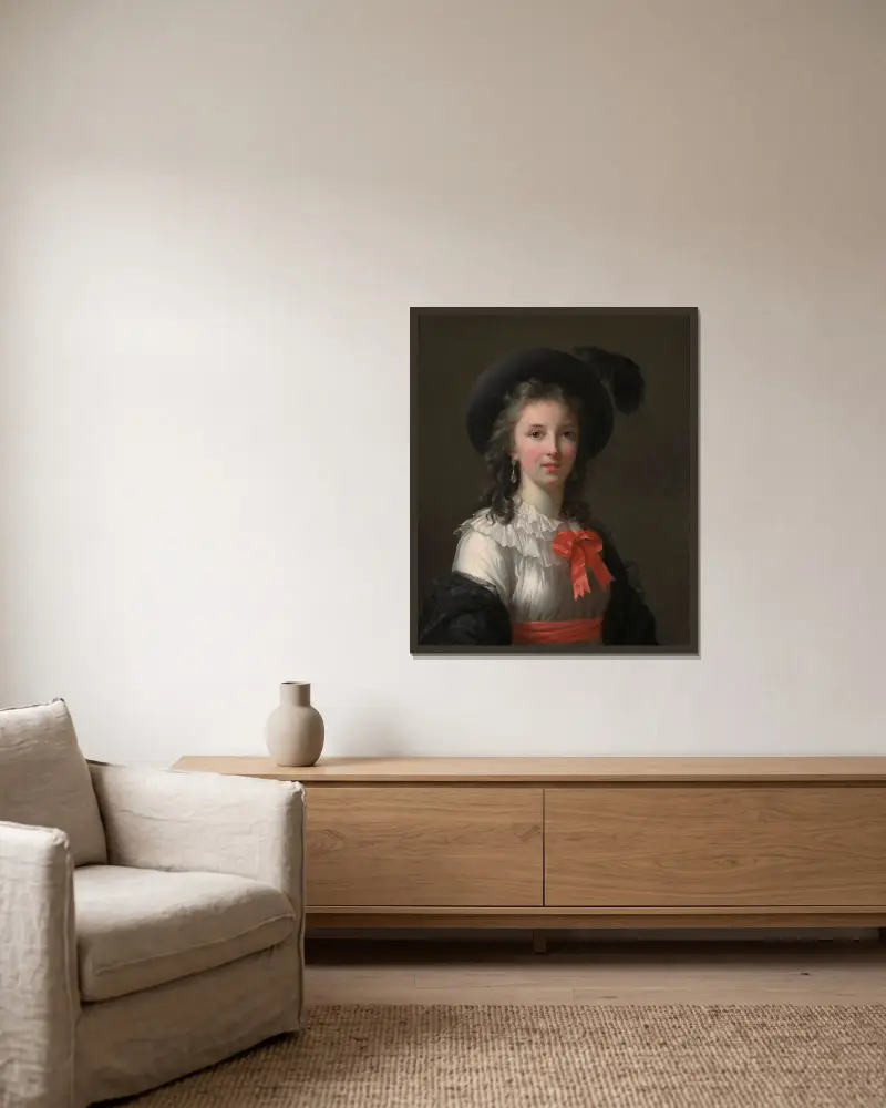 Självporträtt av Elisabeth Louise Vigée Le Brun inramad på en vägg