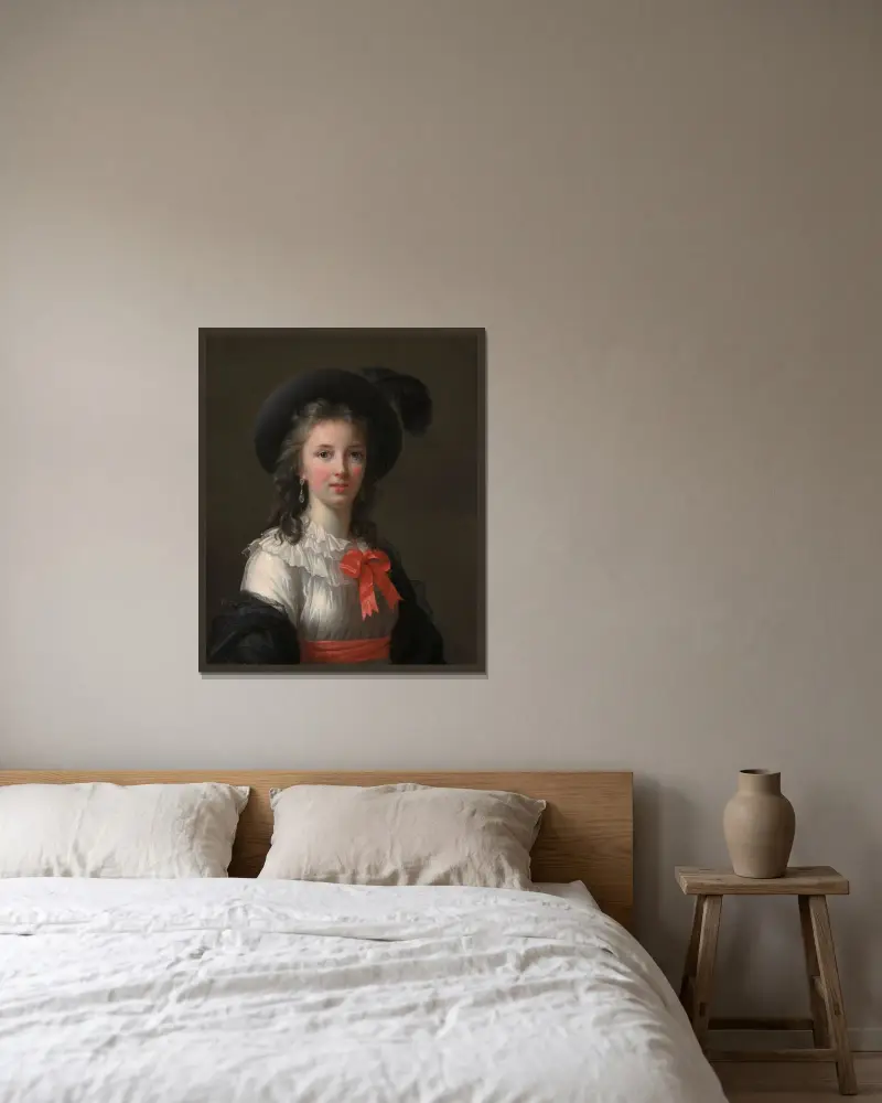 Självporträtt av Elisabeth Louise Vigée Le Brun inramad på en vägg
