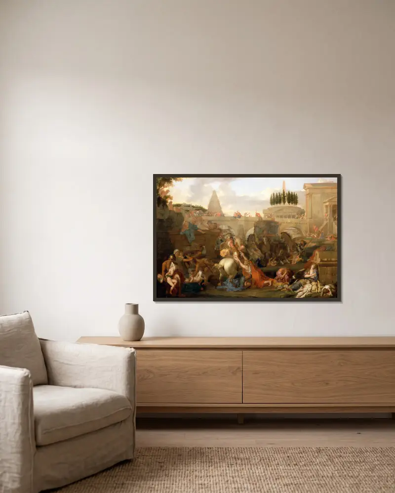 The Massacre Of The Innocents av Charles Le Brun inramad på en vägg