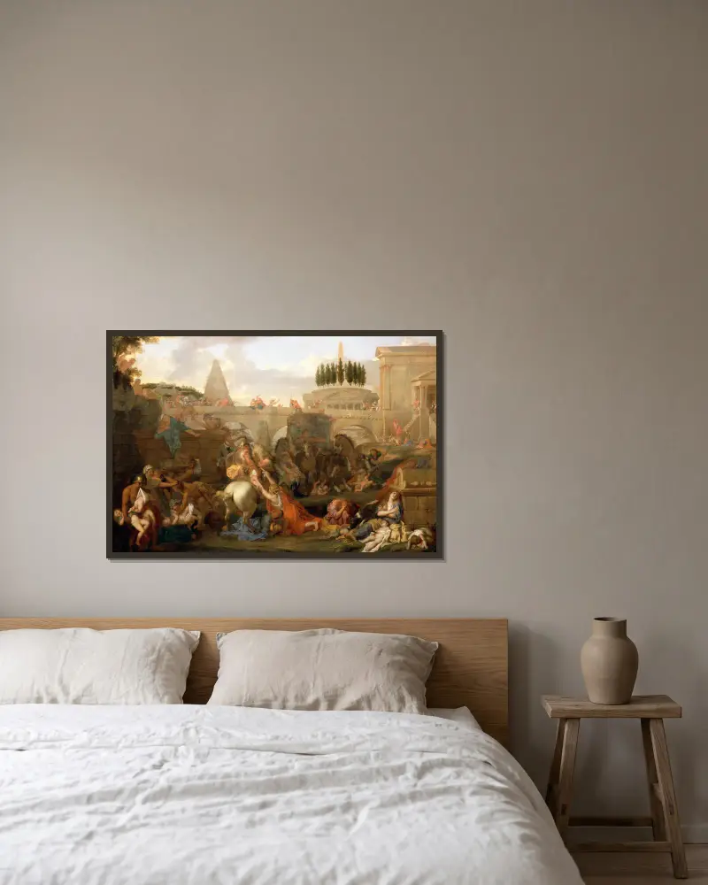 The Massacre Of The Innocents av Charles Le Brun inramad på en vägg