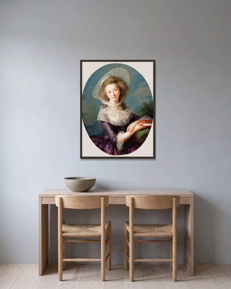 The Vicomtesse de Vaudreuil av Elisabeth Louise Vigée Le Brun inramad på en vägg