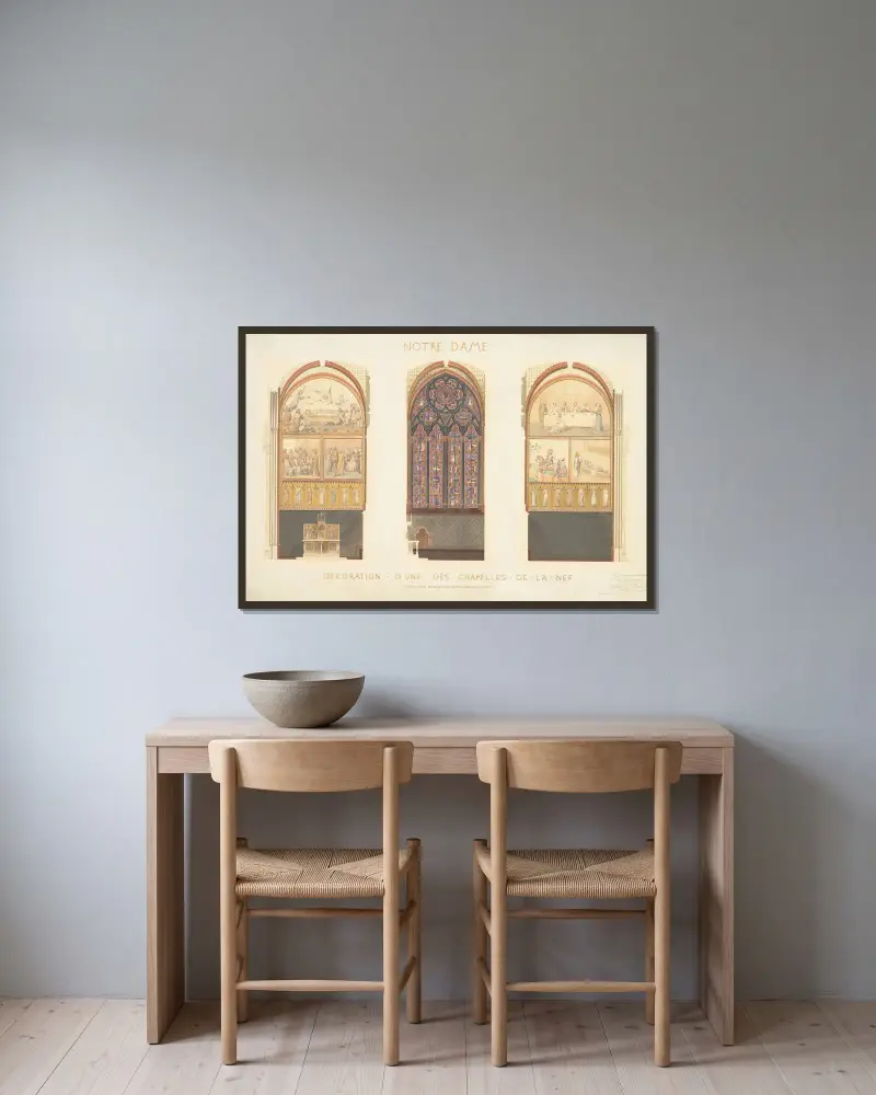 Plan for the Renovation of a Chapel in the Nave of the Cathedral of Notre Dame, Paris av Eugène-Emmanuel Viollet-le-Duc inramad på en vägg