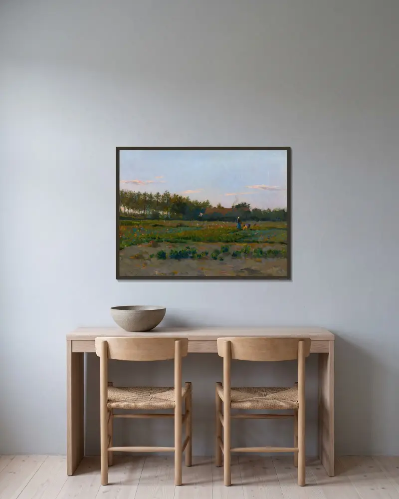 Feld mit Klatschmohn von Henri Le Sidaner gerahmt an einer Wand