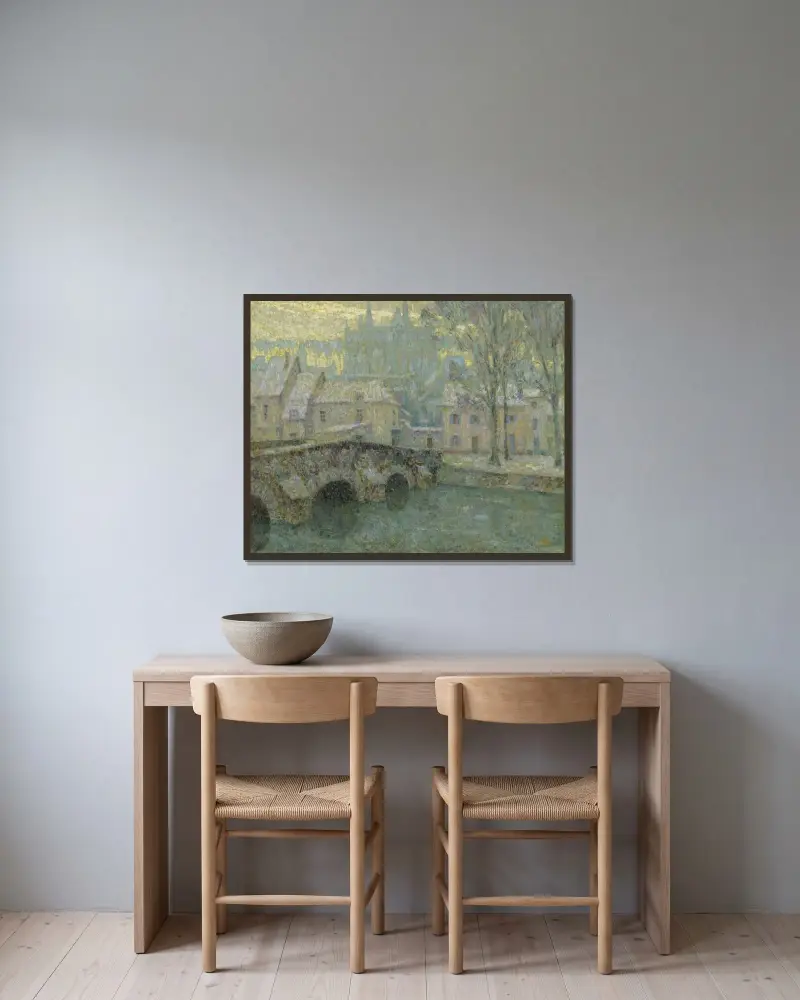Snö, Chartres av Henri Le Sidaner inramad på en vägg