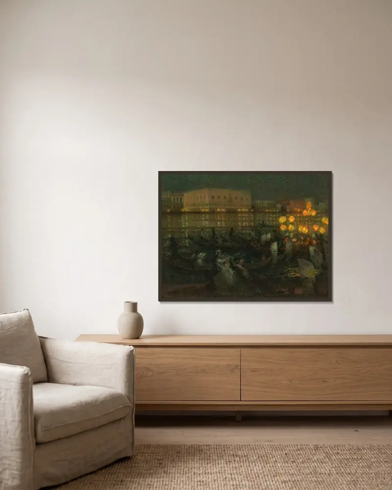 Serenad, Venedig av Henri Le Sidaner inramad på en vägg