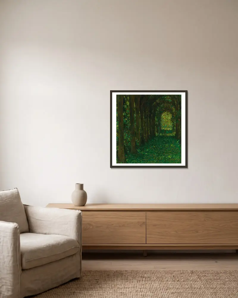 Die grüne Allee von Henri Le Sidaner gerahmt an einer Wand