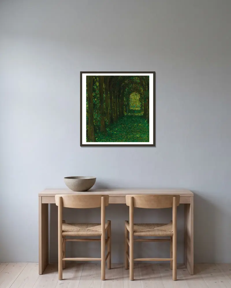 Die grüne Allee von Henri Le Sidaner gerahmt an einer Wand