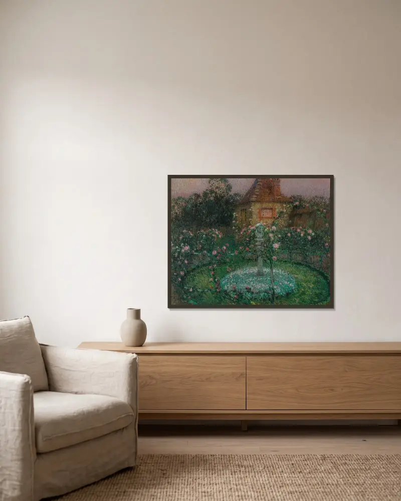Le Pavillon, Gerberoy av Henri Le Sidaner inramad på en vägg