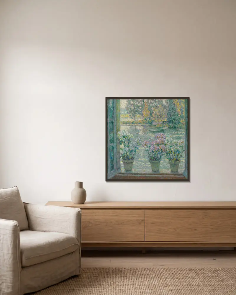 Hortensien von Henri Le Sidaner gerahmt an einer Wand