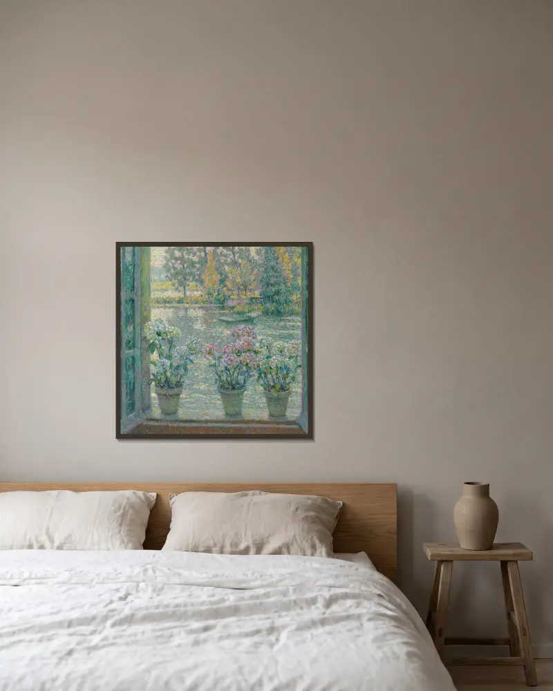 Hortensien von Henri Le Sidaner gerahmt an einer Wand