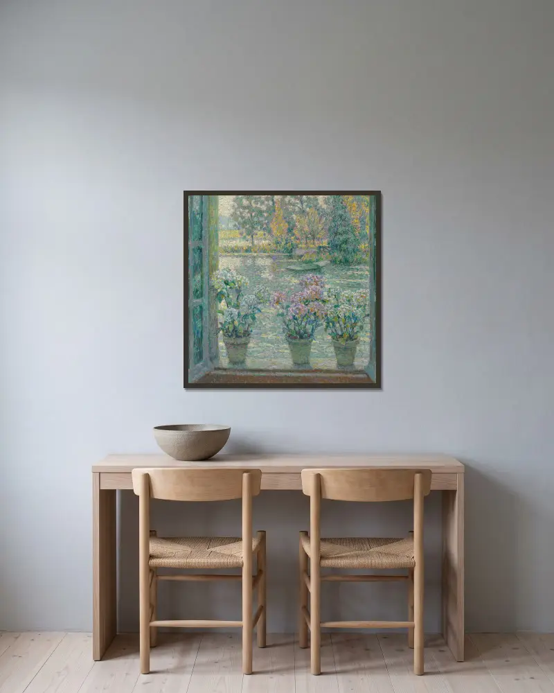 Hortensien von Henri Le Sidaner gerahmt an einer Wand