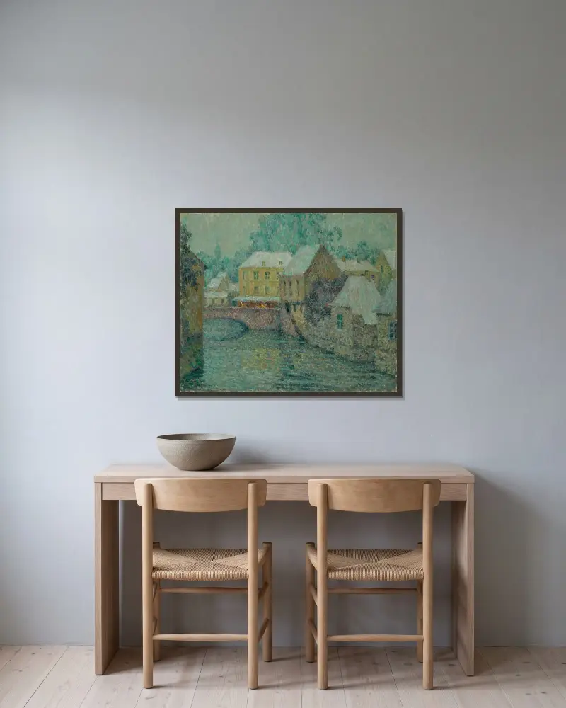 Snö av Henri Le Sidaner inramad på en vägg