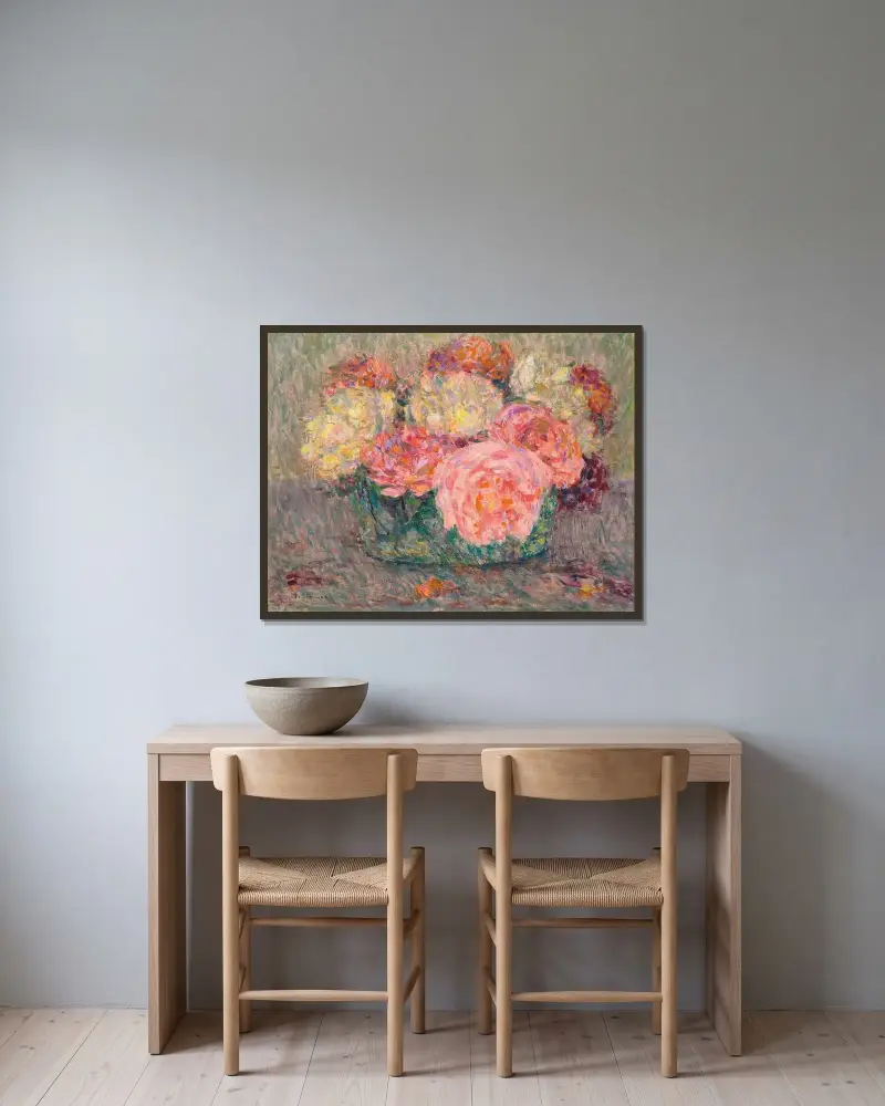 Rosor av Henri Le Sidaner inramad på en vägg