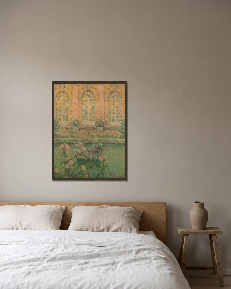 Rosen von Trianon von Henri Le Sidaner gerahmt an einer Wand
