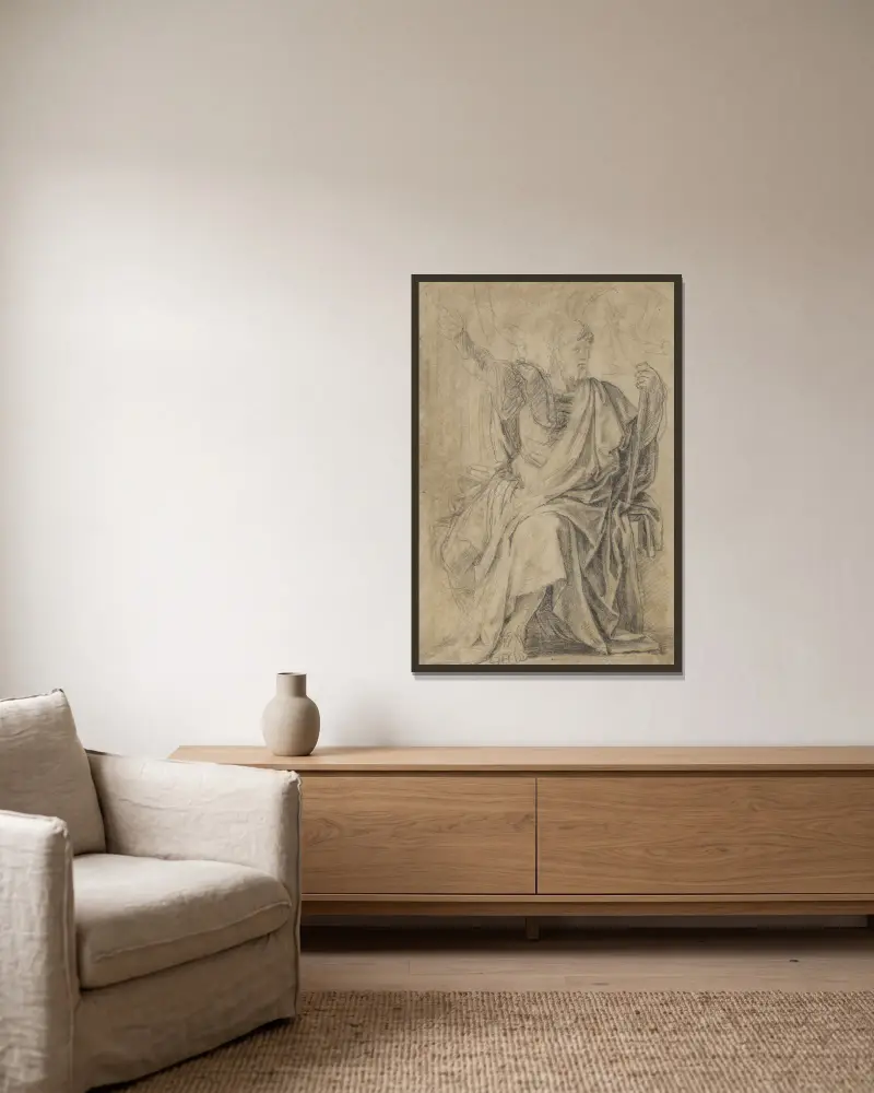 Studie für die Figur des Astasius von Eustache Le Sueur gerahmt an einer Wand