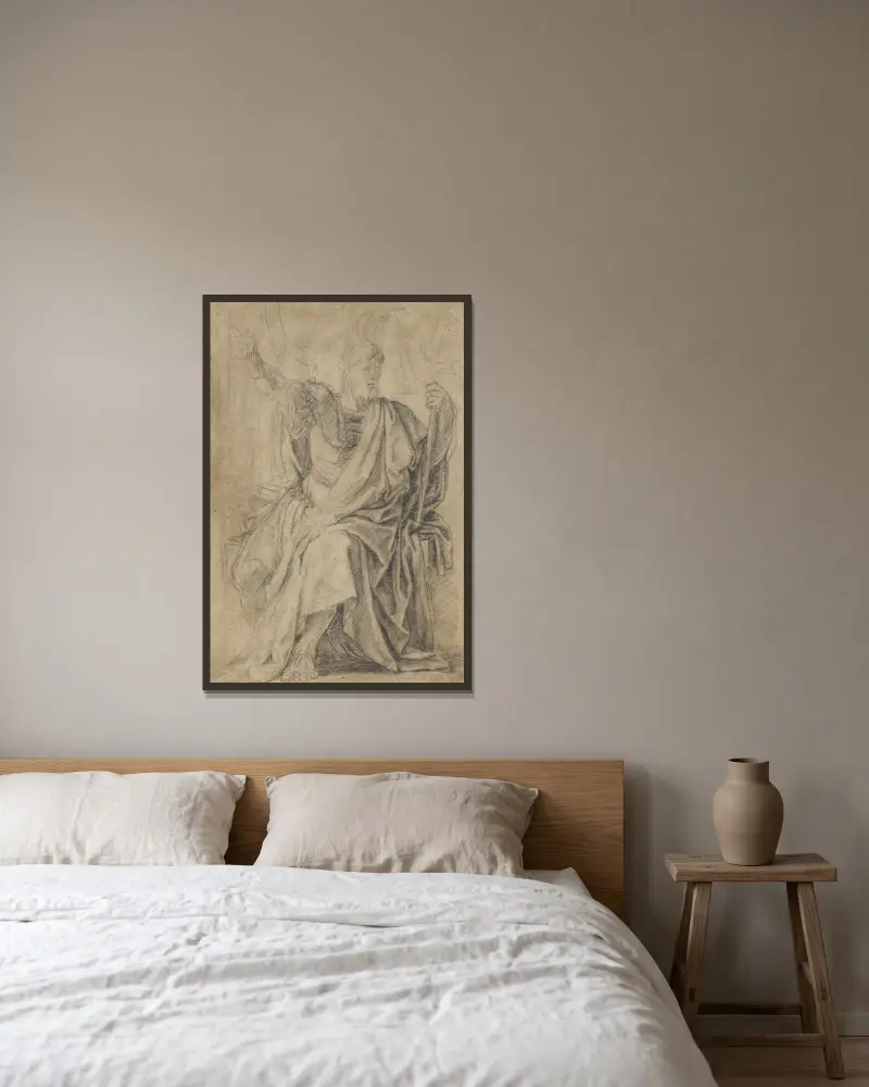 Studie für die Figur des Astasius von Eustache Le Sueur gerahmt an einer Wand
