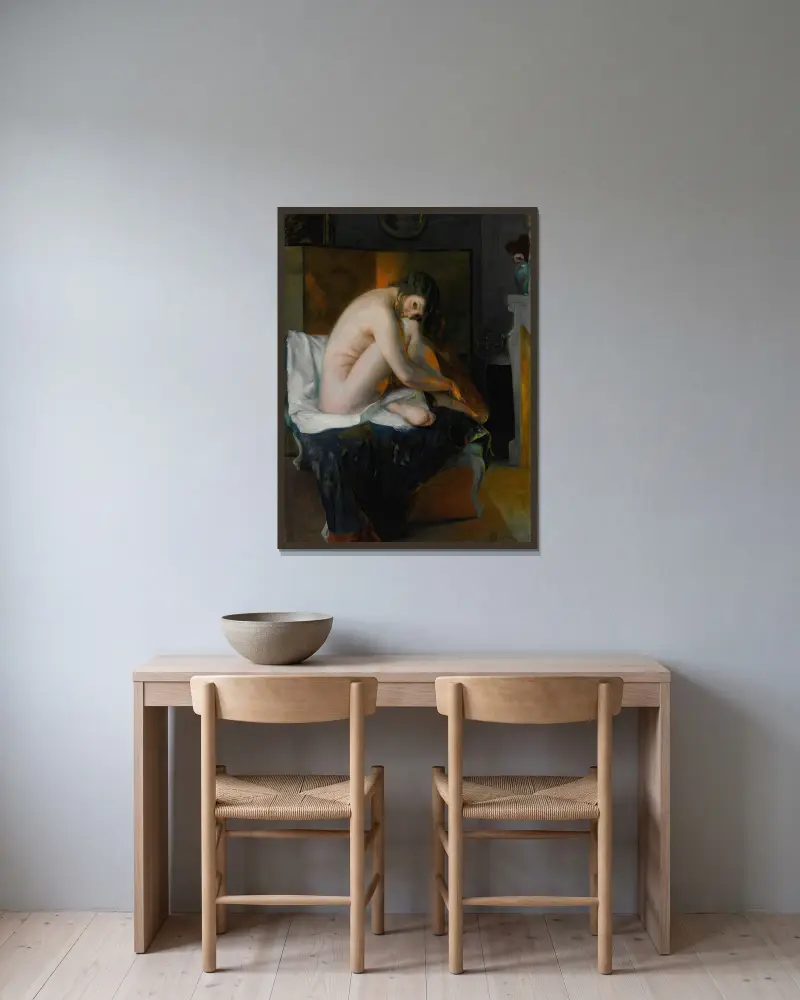 Před ohněm, Julius Leblanc Stewart v rámu na stěně