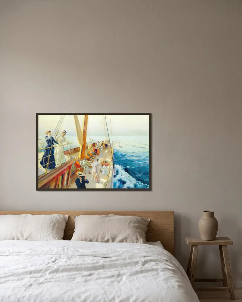Yachting the Mediterranean av Julius Leblanc Stewart inramad på en vägg