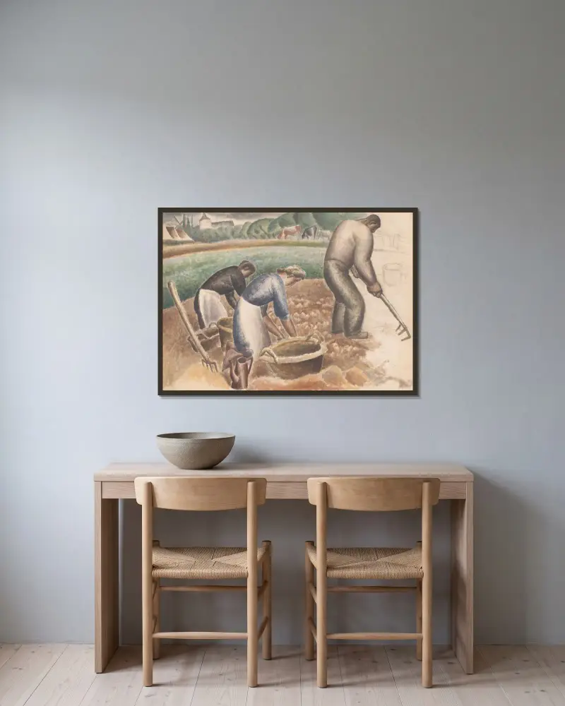 Potatisplockare på fältet av Leo Gestel inramad på en vägg