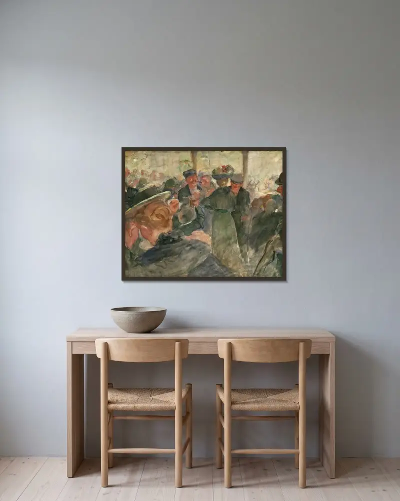 Firande av drottningens födelsedag på en bar av Leo Gestel inramad på en vägg