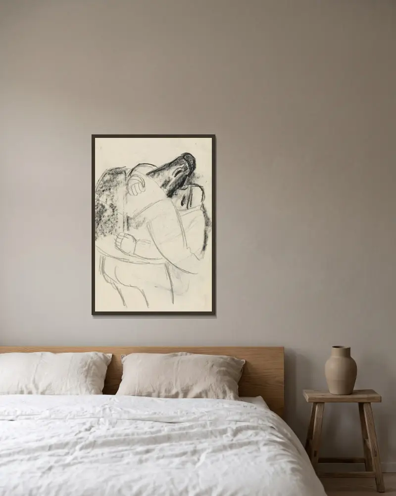 Omfamningen av Leo Gestel inramad på en vägg