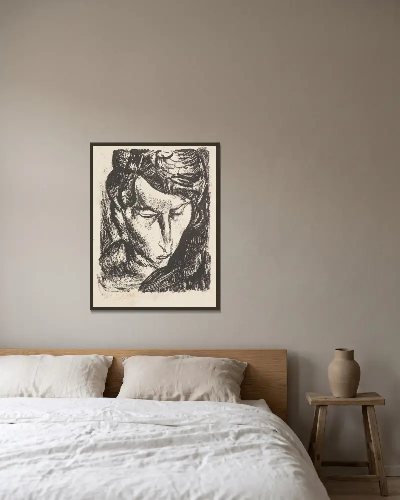 Huvud av Leo Gestel inramad på en vägg