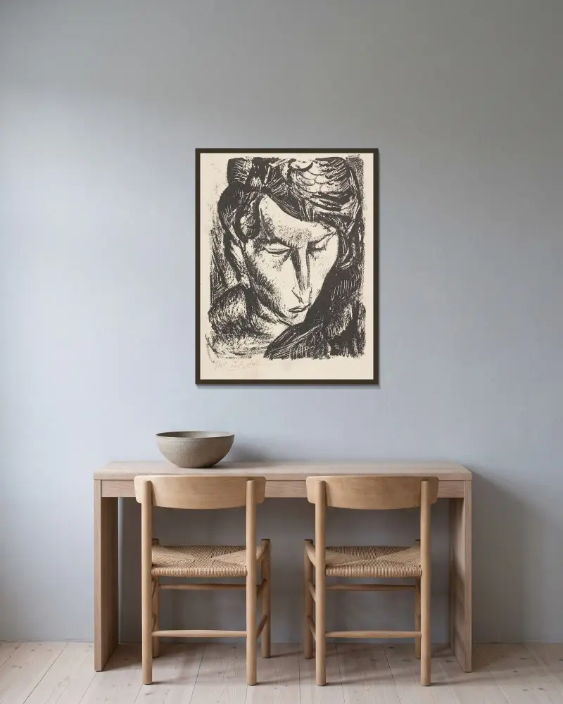 Huvud av Leo Gestel inramad på en vägg