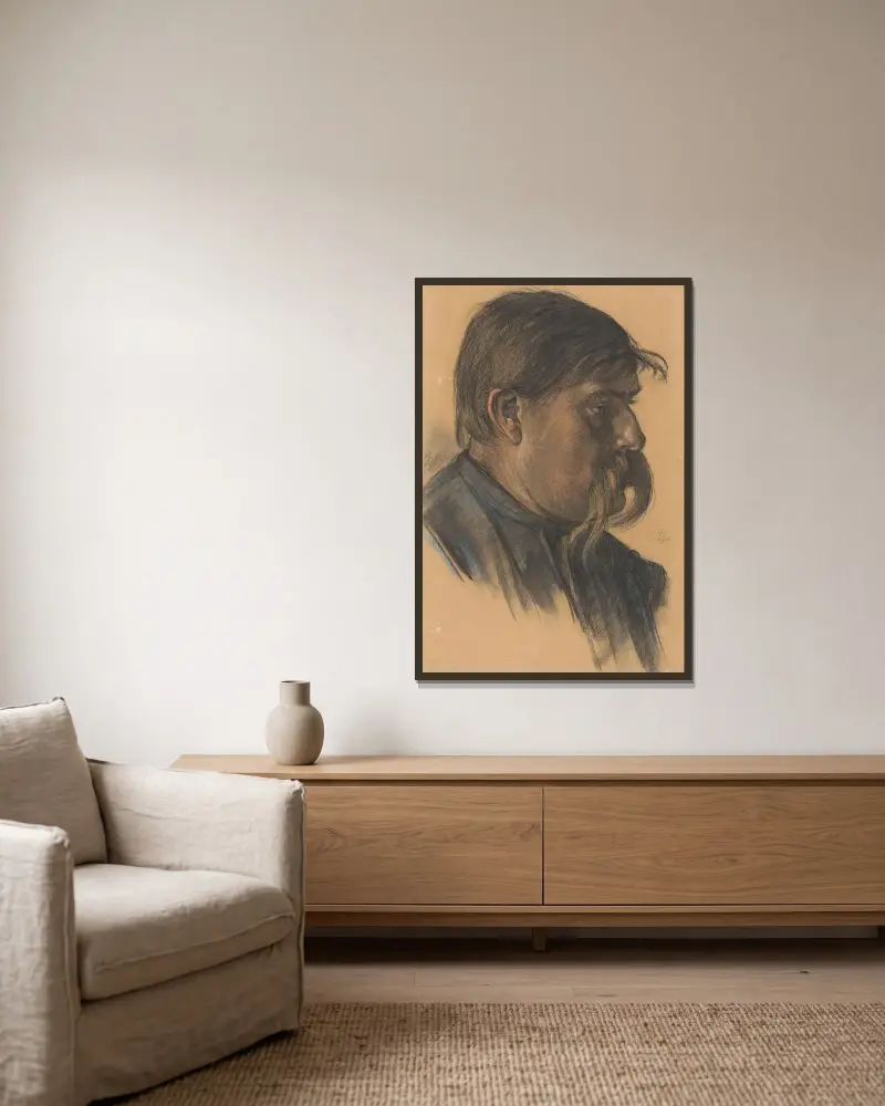 Kopie eines Hafenarbeiters von Leo Gestel gerahmt an einer Wand