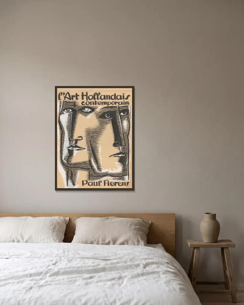 Omslag till 'l'Art Hollandais contemporain' av Leo Gestel inramad på en vägg