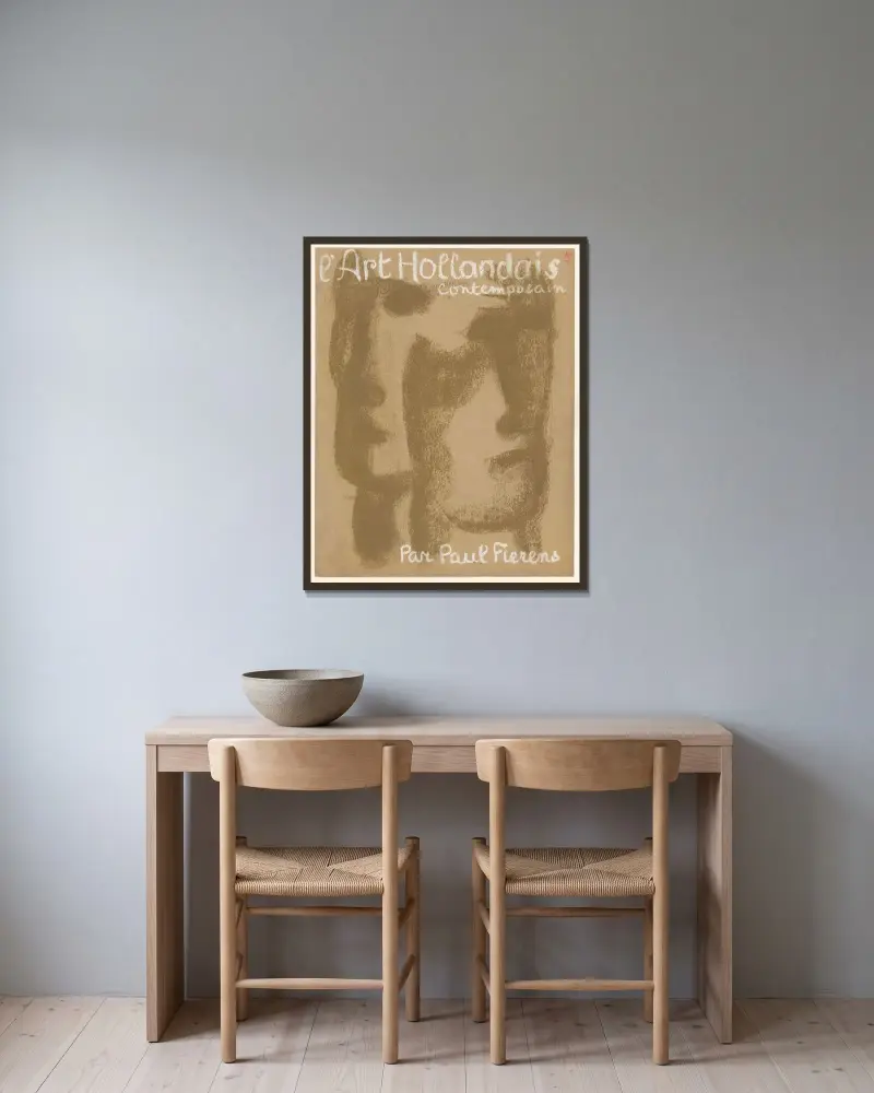 Paul Fierens 'L'Art Hollandais contemporain' av Leo Gestel inramad på en vägg