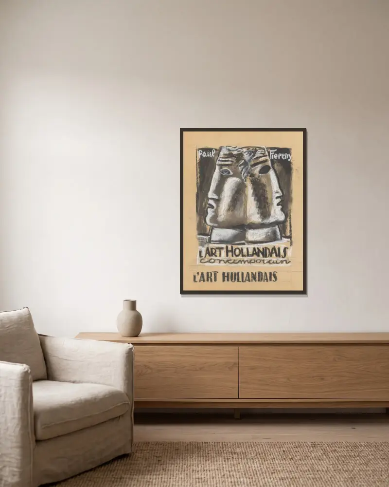 Paul Fierens ‘L’Art Hollandais contemporain’ av Leo Gestel inramad på en vägg