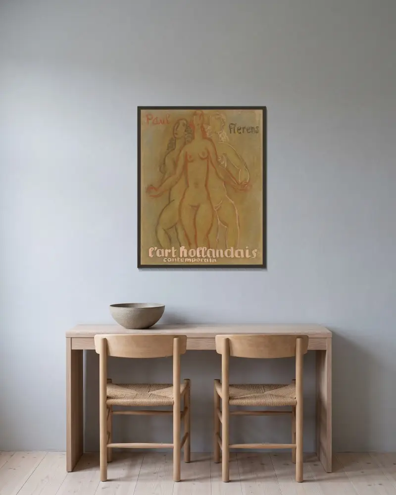 Paul Fierens ‘L’Art Hollandais contemporain’ av Leo Gestel inramad på en vägg