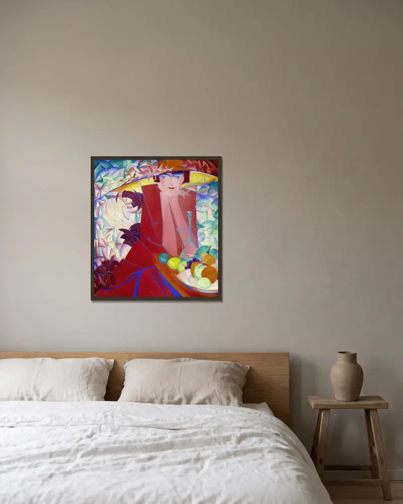 Porträtt av Else Berg (1877–1942) av Leo Gestel inramad på en vägg