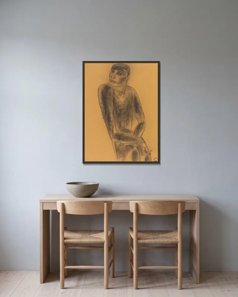 Rökande kvinna av Leo Gestel inramad på en vägg