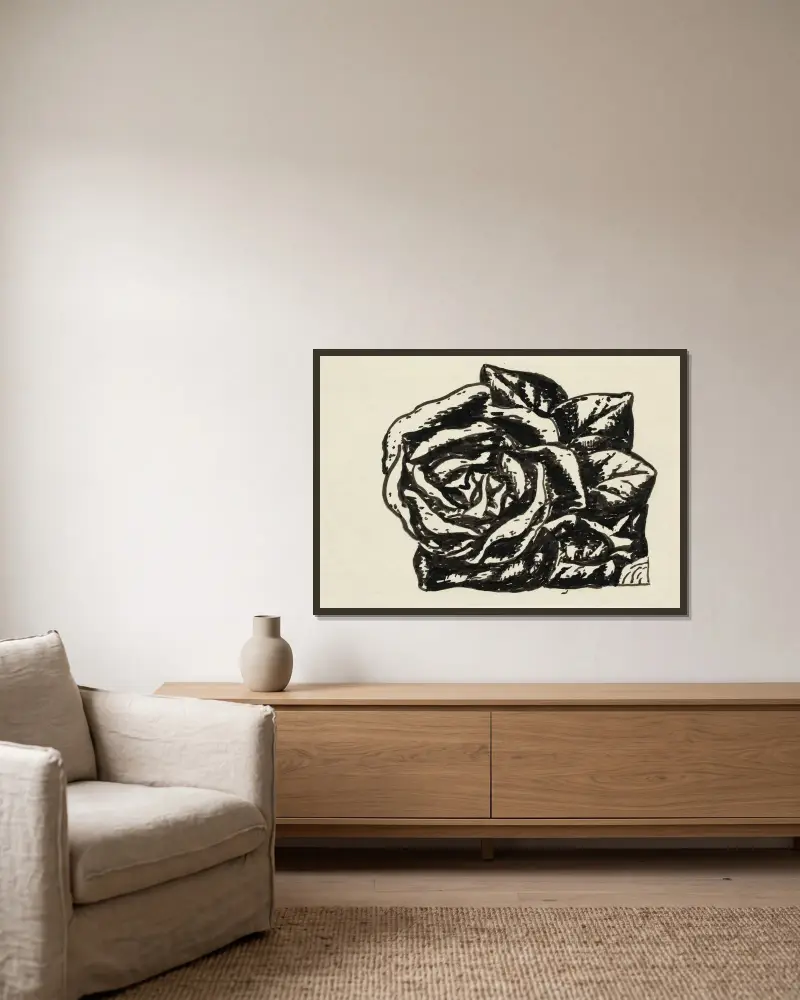 Rose av Leo Gestel inramad på en vägg