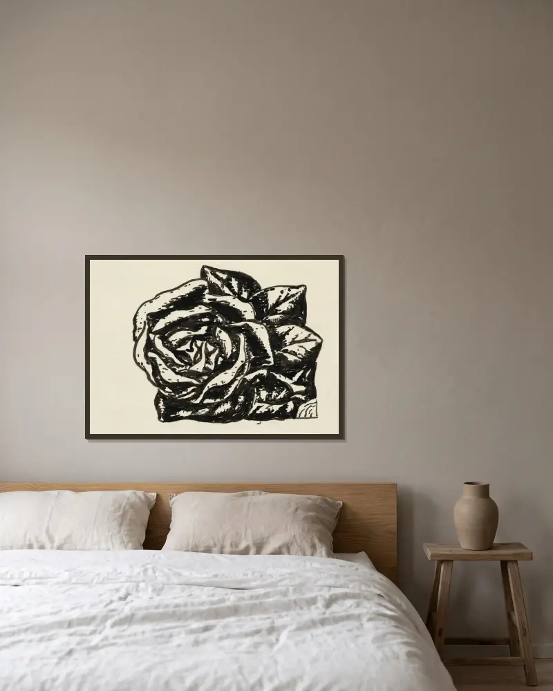 Rose av Leo Gestel inramad på en vägg