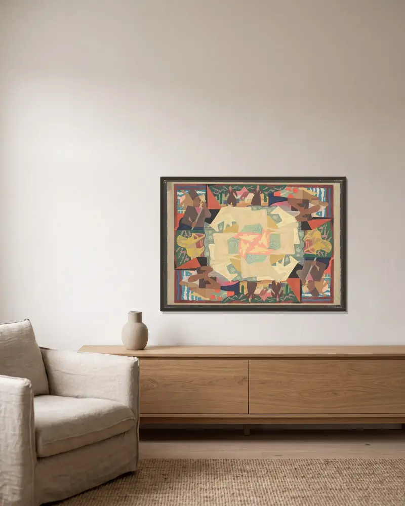 Mattdesign med Holland-motiv av Leo Gestel inramad på en vägg