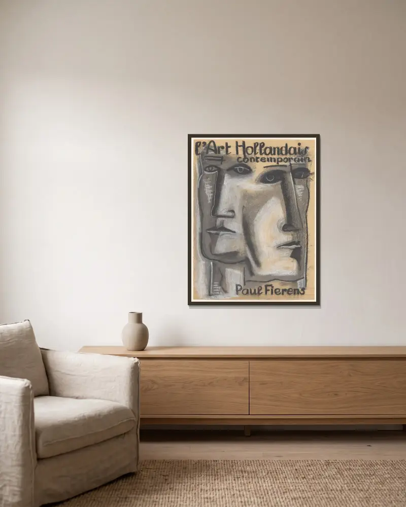 Dwie twarze – Paul Fierens 'L'Art Hollandais contemporain', Leo Gestel w ramie na ścianie