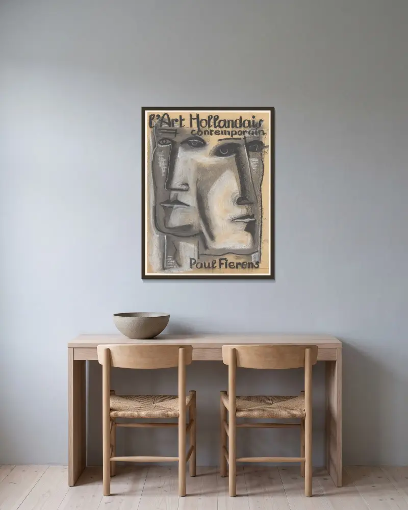 Dwie twarze – Paul Fierens 'L'Art Hollandais contemporain', Leo Gestel w ramie na ścianie
