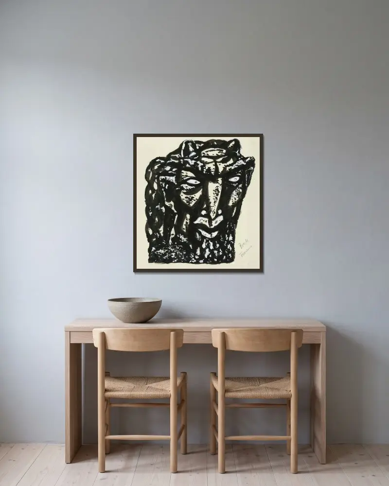 Vignette für das Buch ‚L’art Hollandais contemporain‘ von Paul Fierens von Leo Gestel gerahmt an einer Wand