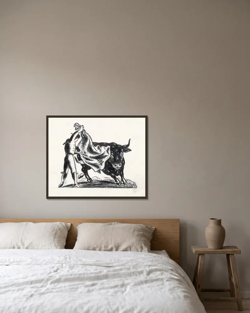 Vinjett för De Gemeenschap (design) av Leo Gestel inramad på en vägg