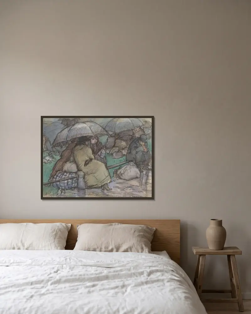Flyktingar från Belgien i Roosendaal av Leo Gestel inramad på en vägg