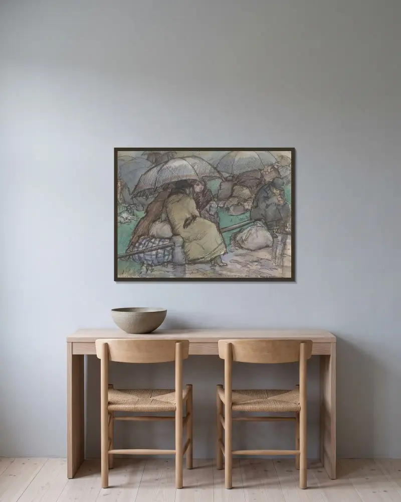 Flyktingar från Belgien i Roosendaal av Leo Gestel inramad på en vägg