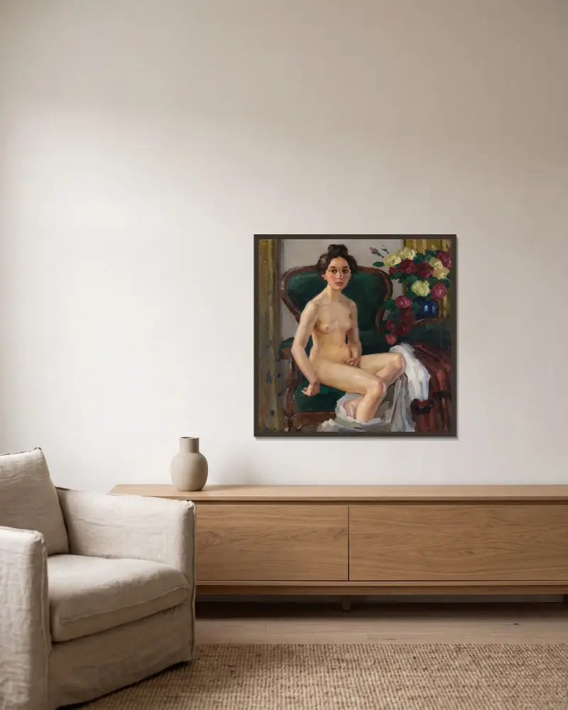 Na pohovce II (Gusti), Leo Putz v rámu na stěně