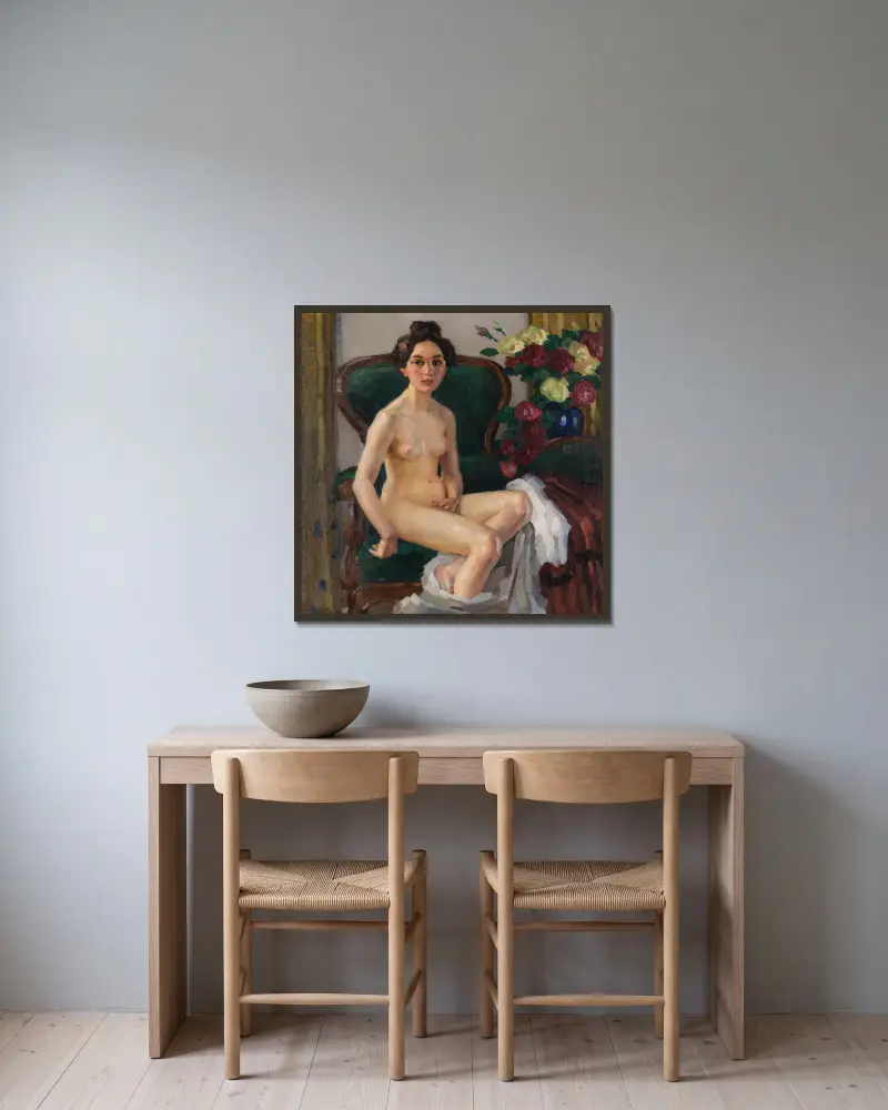 Na pohovce II (Gusti), Leo Putz v rámu na stěně